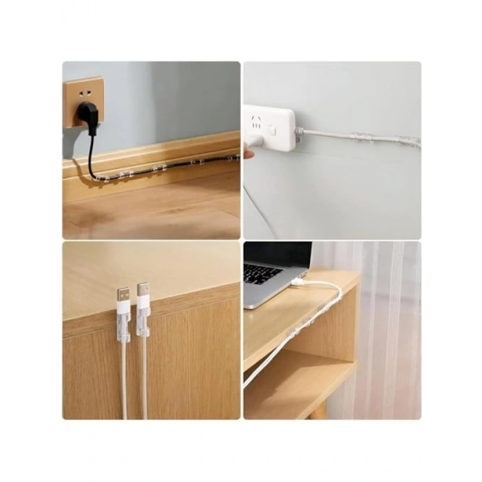 60 Adet Kablo Düzenleyici Klips Seti - Yapışkanlı Organizer