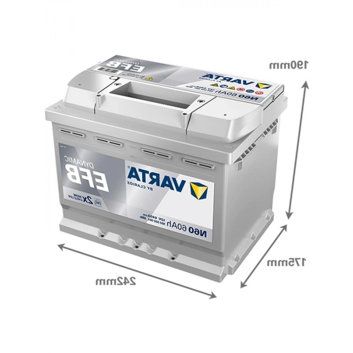 60 Ah 640 CCA EFB Akü, Varta Blue Dynamic, Yüksek Güç ve Performans