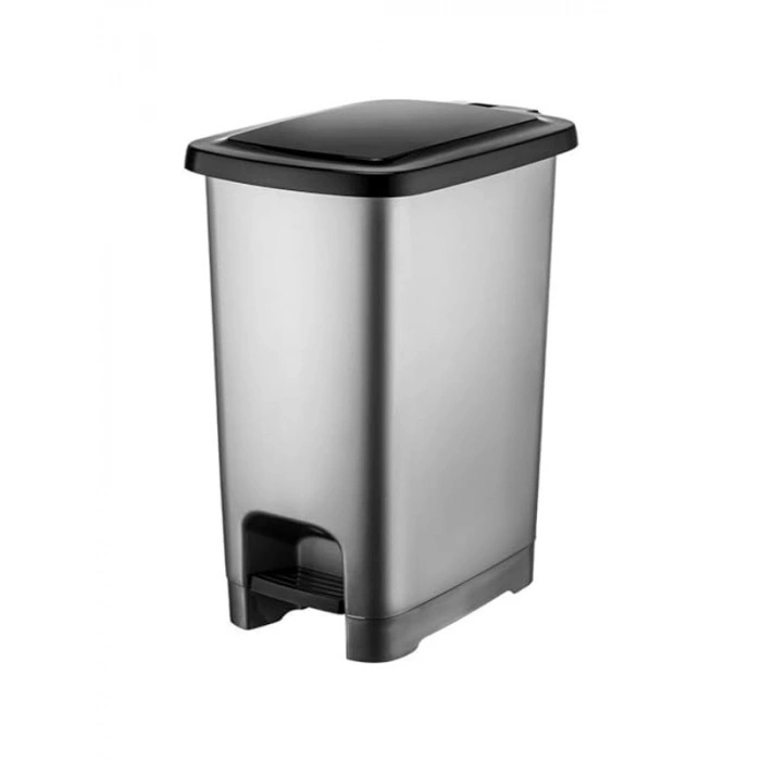 60 Litre Kapasiteli Siyah Pedallı Plastik Çöp Kovası