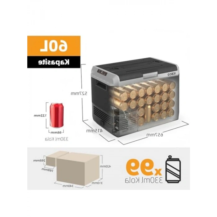 60 Litre Kompresörlü Outdoor Oto Buzdolabı, 12/24 Volt