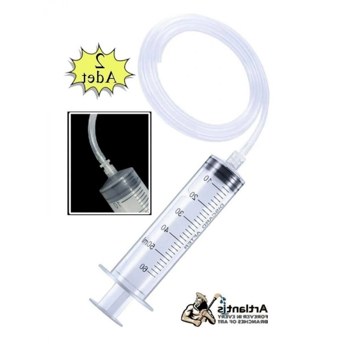 60 ml Büyük Hortumlu Plastik Şırınga, 2 Paket