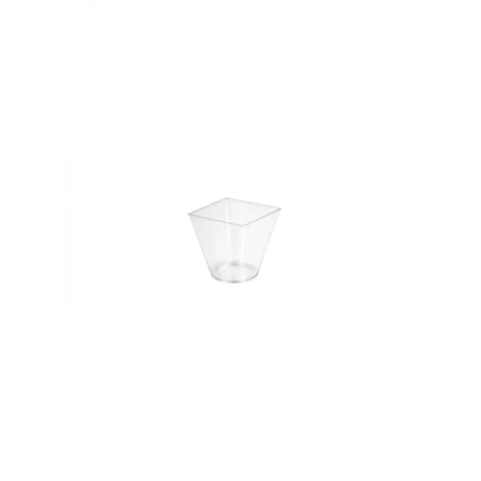 60 ml Kapasiteli Şeffaf Plastik Mini Kare Sunum Kasesi, 25 Adet