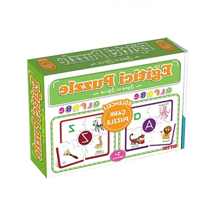 60 Parça Eğitici Alfabe Çark Puzzle, Eğlenceli Öğrenme Seti