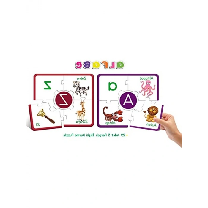 60 Parça Eğitici Alfabe Çark Puzzle, Eğlenceli Öğrenme Seti