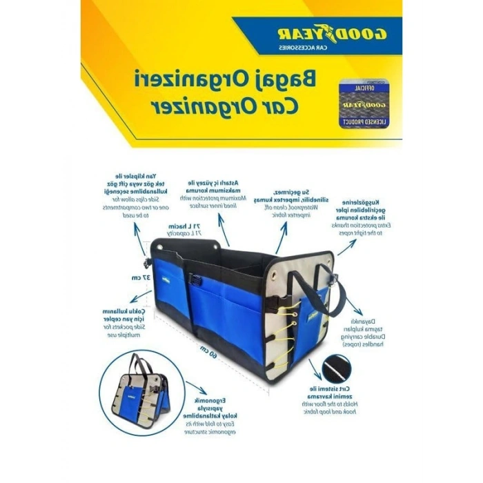 60 X 37 CM Oto Bagaj Organizeri, Pratik ve Fonksiyonel Çözüm