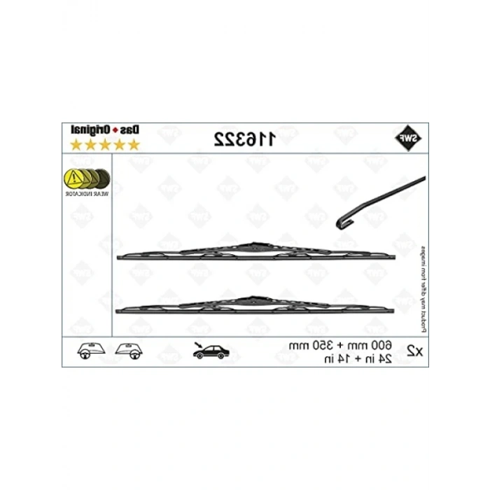 600+350 MM Uzunluğunda Silecek Seti