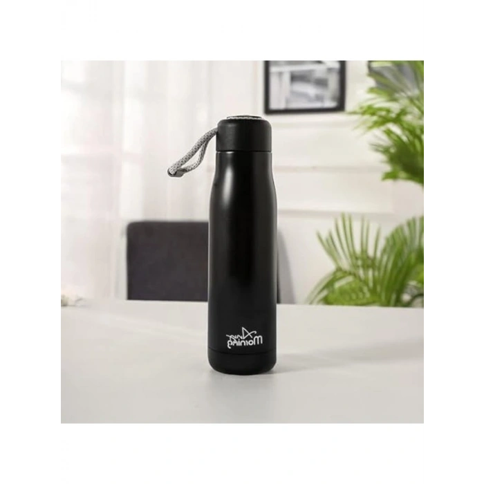 600 ml Kapasiteli Paslanmaz Çelik Termos, Sızdırmaz Kapak, Siyah