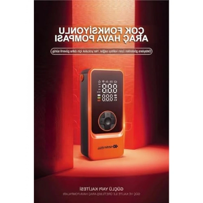 6000mAh Şarjlı Mini Araç Kompresörü - LED Işıklı