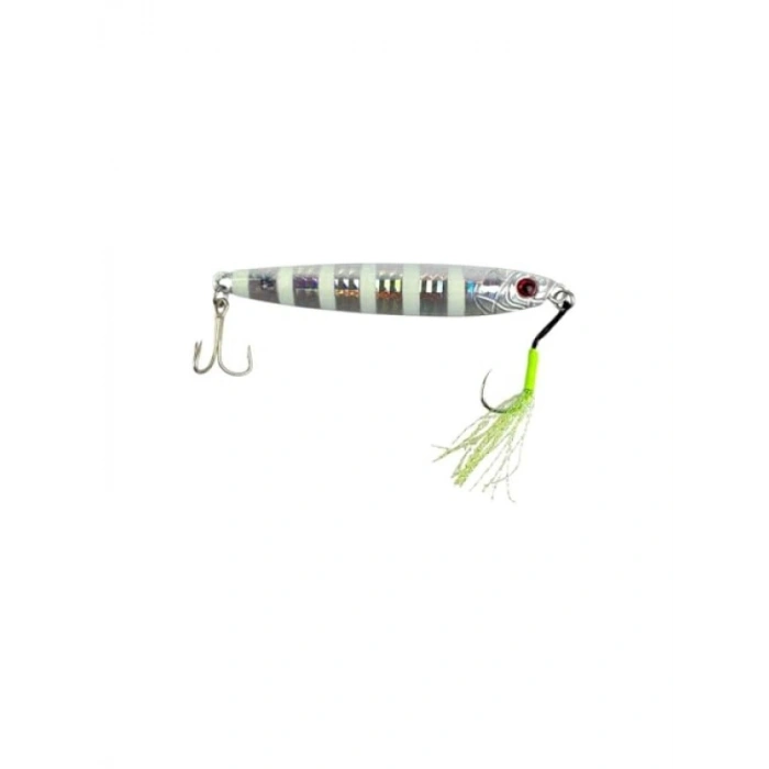 60gr Zebra Desenli Glow Jig, Balık Avı İçin