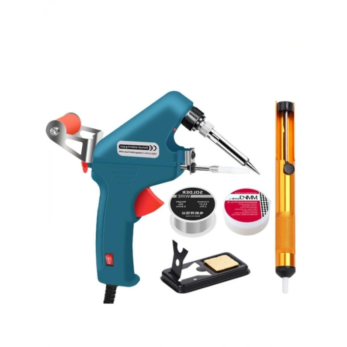 60W 480°C Tetikli Otomatik Beslemeli Lehim Tabancası Seti - 5 Parça