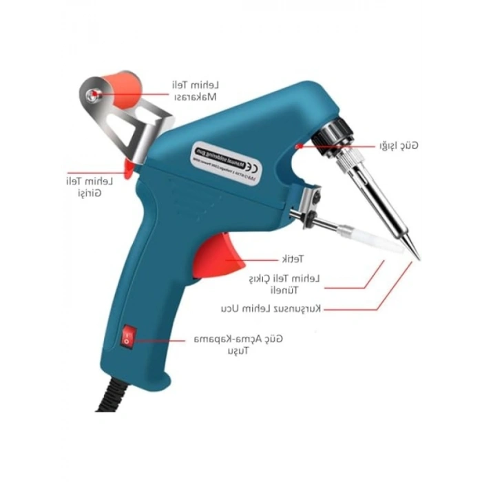 60W 480°C Tetikli Otomatik Beslemeli Lehim Tabancası Seti - 5 Parça