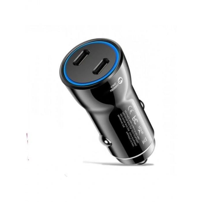 60W Turbo Araç Şarjı 2 Type-C Girişli, Akım Korumalı