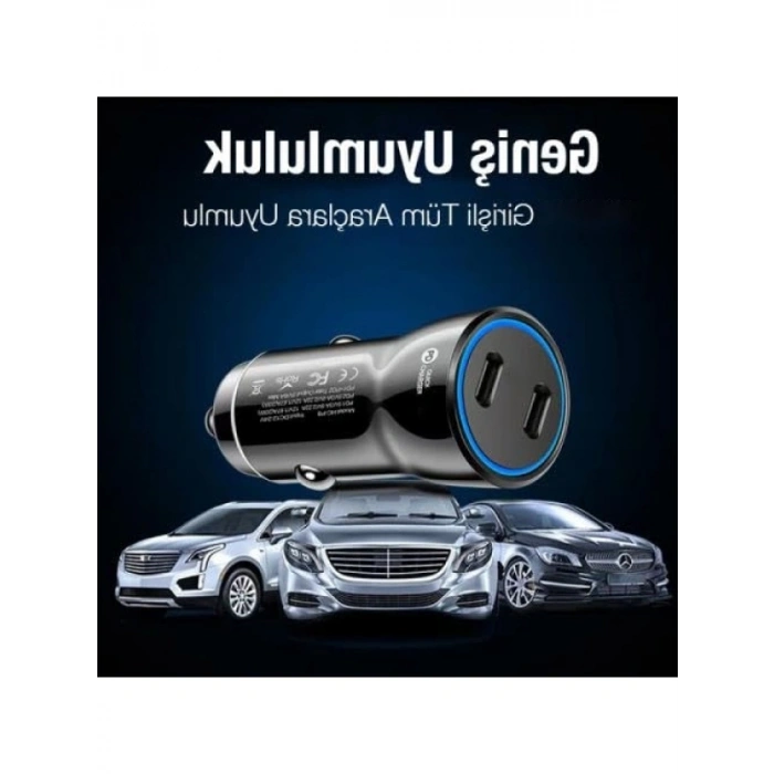 60W Turbo Araç Şarjı 2 Type-C Girişli, Akım Korumalı