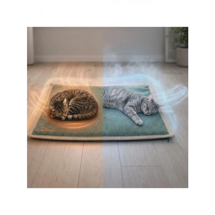 60x40 cm Kaymaz Kedi Yatağı, Serinletici Termo Jel ile