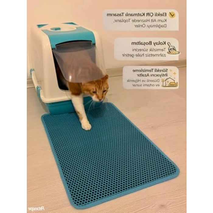 60x42 cm Elekli Kedi Tuvalet Paspası, Sert Plastik