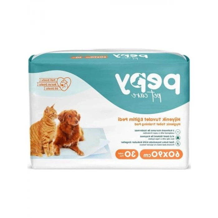 60x90 cm Tuvalet Eğitim Pedi, 30 Adet, Emici 3 Katmanlı