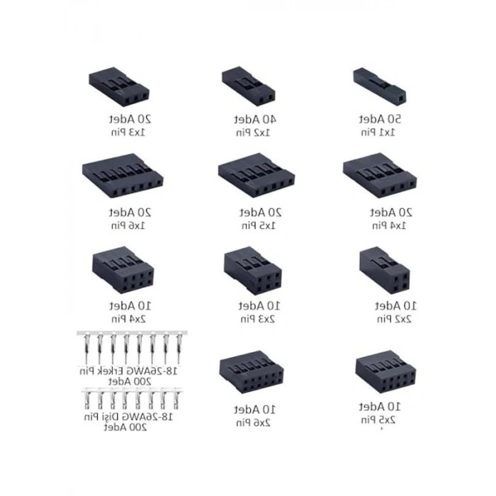 620 Adet 2.54mm Kablo Terminali ve Dupont Konnektör Seti