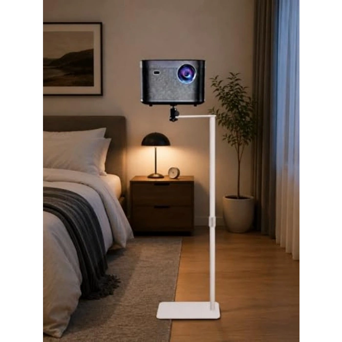 63-120 cm Ayarlanabilir Zemin Tipi Projektör Standı, Beyaz