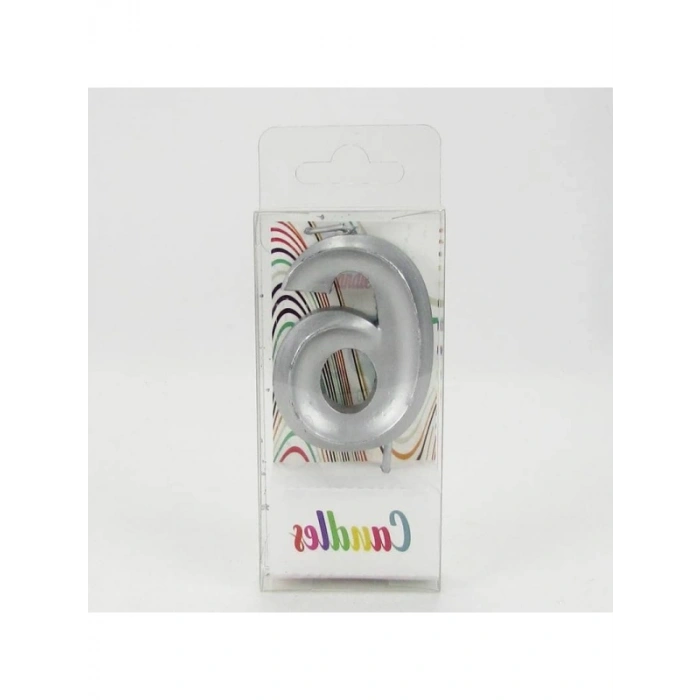 6.5 cm Gümüş Gri Altı Rakamlı Mum