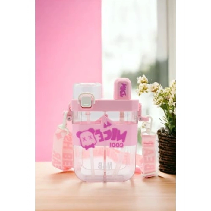 650ML Çift Bölmeli Damlatmaz Suluk, Pembe
