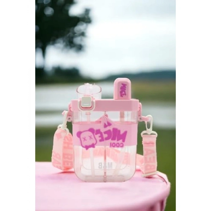 650ML Çift Bölmeli Damlatmaz Suluk, Pembe