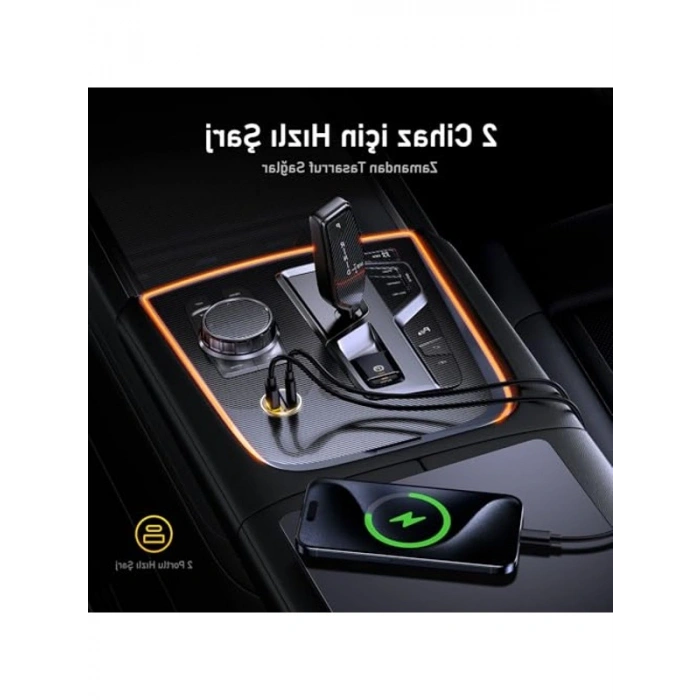 65W Hızlı Şarj Çakmaklık Adaptörü, 2 Portlu PD 3.0