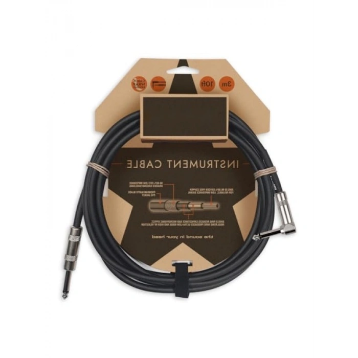 3m Enstrüman Kablosu - Düz ¼ Jack ile Açılı ¼ Jack