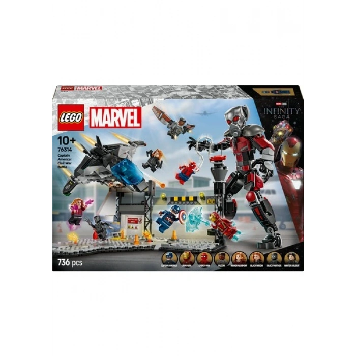 LEGO ® ǀ Marvel Kaptan Amerika: Kahramanların Savaşı Aksiyon Savaşı 76314 - 10 Yaş & Üzeri Çocuklar için Oyuncak Yapım Seti (736P)