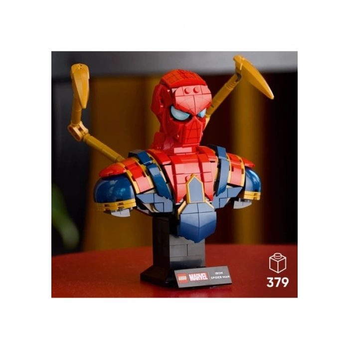 Lego® ǀ Marvel Iron Örümcek Adam Büstü 76326 – Yetişkinler Için Koleksiyonluk ve Dekoratif Model Yapım Seti (379 Parça)