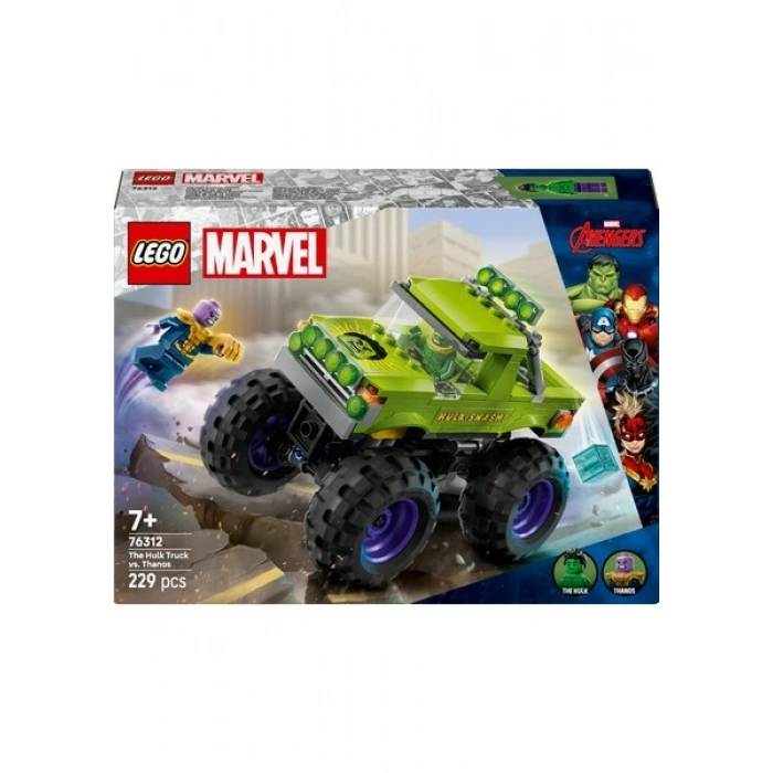 ® ǀ Marvel Hulk Kamyonu, Thanosa Karşı 76312 - 7+ Yaş Çocuklar için Minifigür İçeren Yaratıcı Oyuncak Yapım Seti (229 Parça)