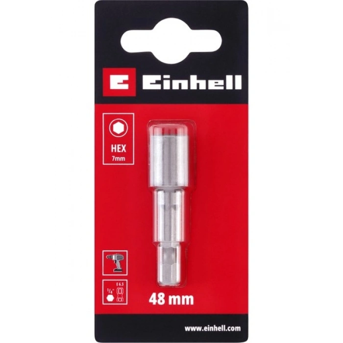 Orijinal Einhell Manyetik Lokma Ucu, 7 mm (Krom Vanadyum Çelik, 48 mm, E 6.3 / 1⁄4”, Akülü Vidalama ve Matkaplar İçin) - 49135115