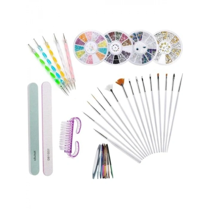 6in1 Paslanmaz Çelik Manikür-Pedikür Seti ve 37 Parça Nail Art Seti