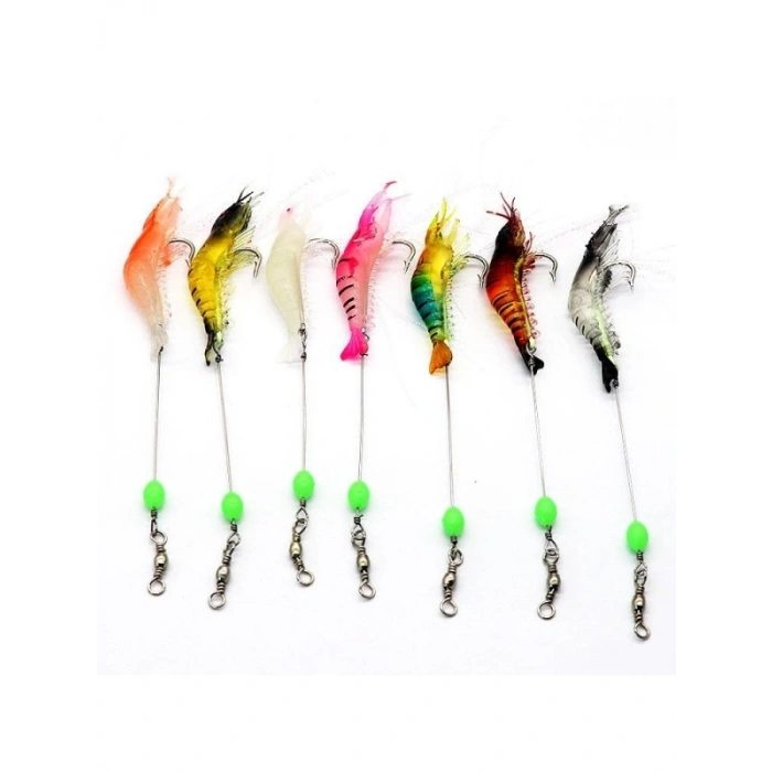 7 Adet Kancalı Fosforlu Silikon Yapay Olta Yem Seti