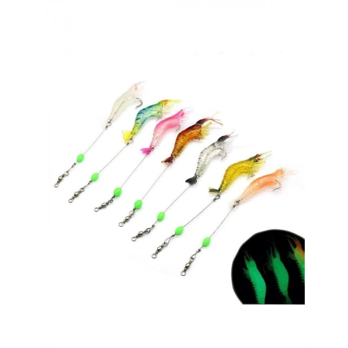 7 Adet Kancalı Fosforlu Silikon Yapay Olta Yem Seti