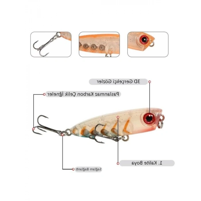 7 Adet Renkli Zıpır Olta Yem Seti - 4.8cm, 3.8gr