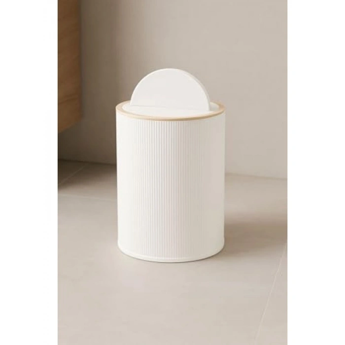 7 Litre Kapasiteli Modern Çöp Kovası, Beyaz Plastik