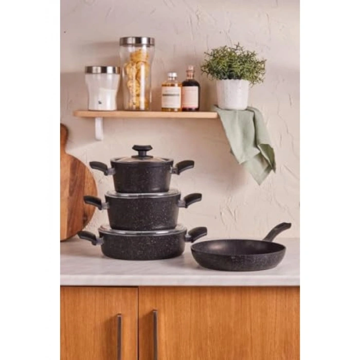 7 Parça Granit Kaplamalı Derin Tencere Seti