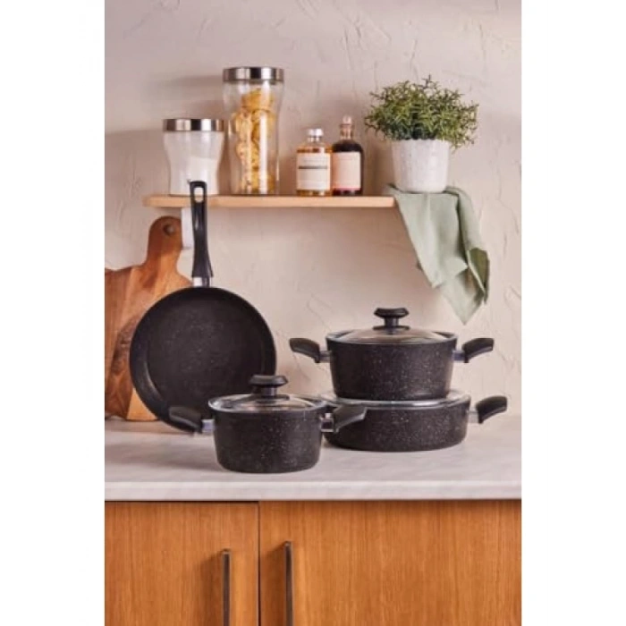 7 Parça Granit Kaplamalı Derin Tencere Seti