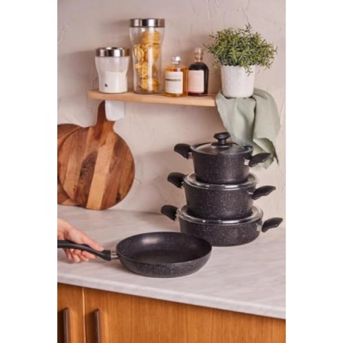 7 Parça Granit Kaplamalı Derin Tencere Seti