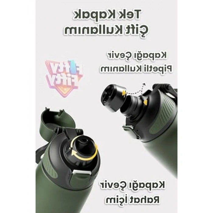 700 ML Kapasiteli Mavi Paslanmaz Çelik Termos, Pipetli ve Rahat Kullanım
