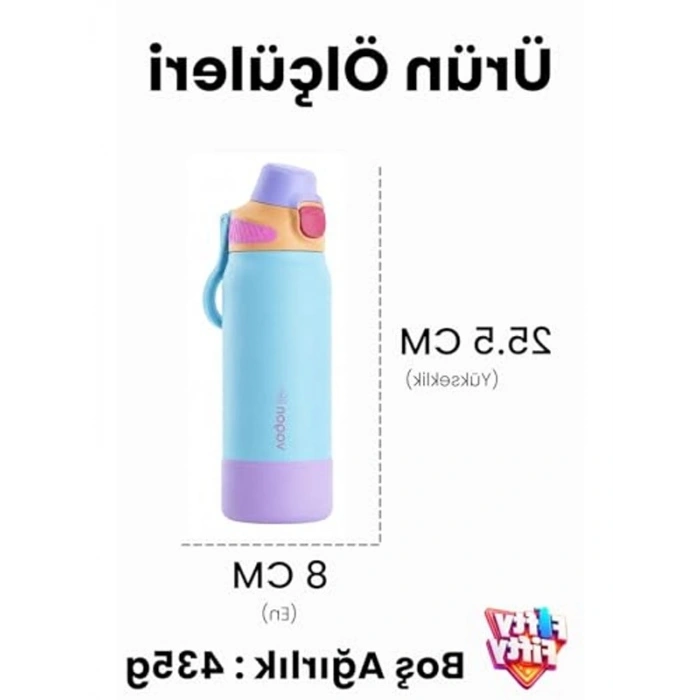 700 ML Kapasiteli Mavi Paslanmaz Çelik Termos, Pipetli ve Rahat Kullanım