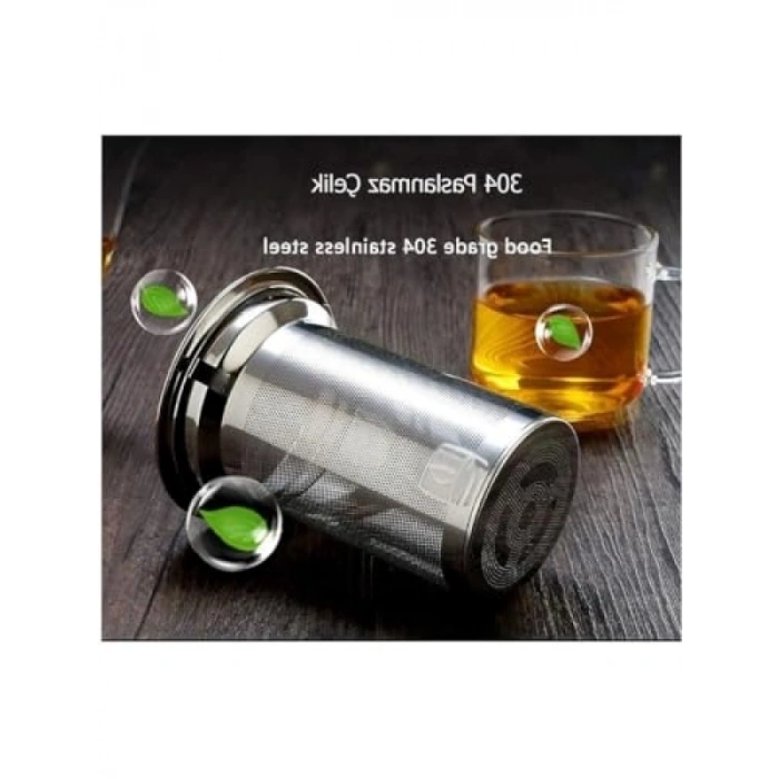 700 Ml Kapasiteli Süzgeçli Cam Çaydanlık Üstü Demlik - Mavi