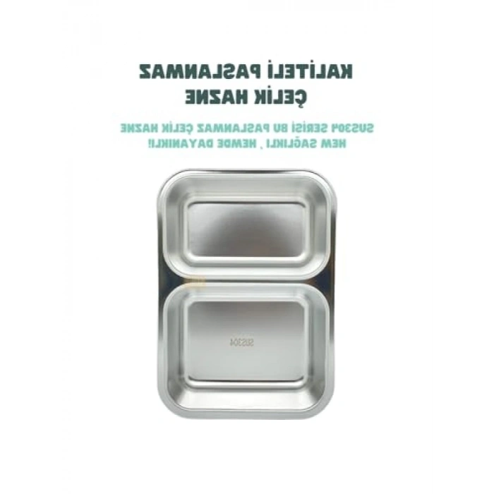 700ml Kapasiteli Tek Katlı 2 Bölmeli Çelik Sefer Tası