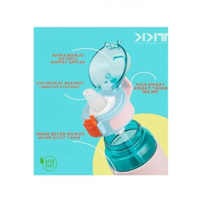 700ml Pipetli Silikon Su Matarası - Ölçü Skalası ile