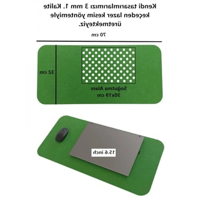 70x32 cm Keçe Mouse Pad, Antibakteriyel ve Minimalist