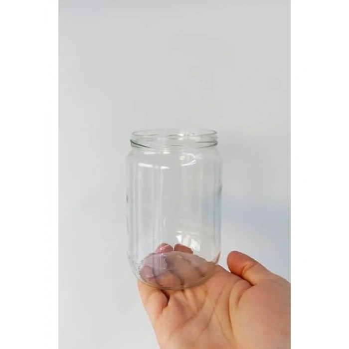 720 ml Şeffaf Cam Kavanoz, Metal Siyah Kapaklı, 6 Adet