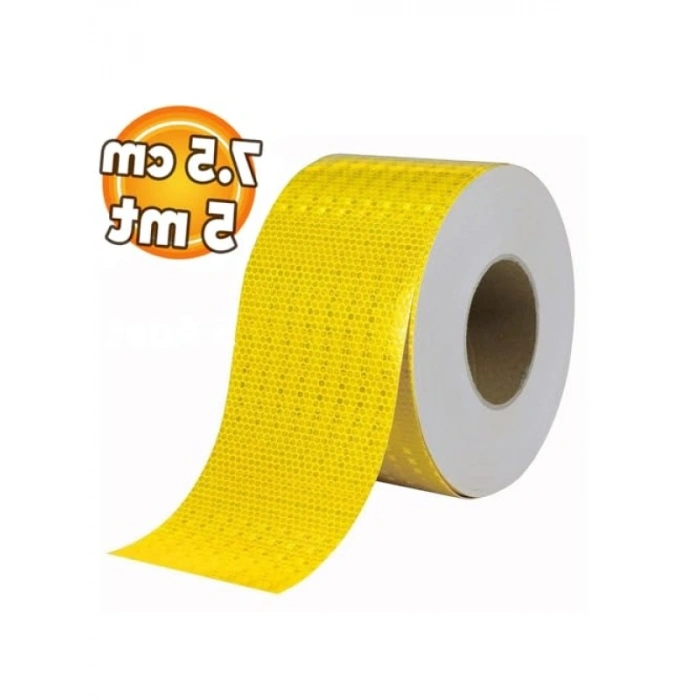 7.5 cm Genişliğinde Fosforlu Sarı Reflektif İkaz Bantı - 5 Metre
