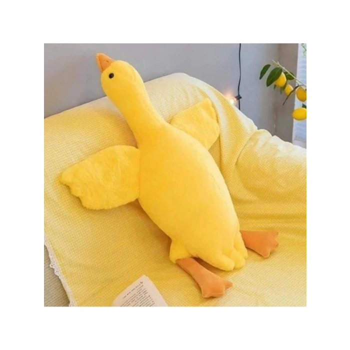 75 cm Uçan Kaz Şeklinde Sevimli Peluş Uyku Yastığı, Sarı Renk Seçeneğiyle