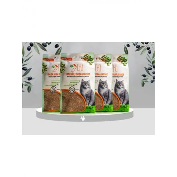 7.5 litrelik %100 doğal zeytin çekirdeği kedi kumu