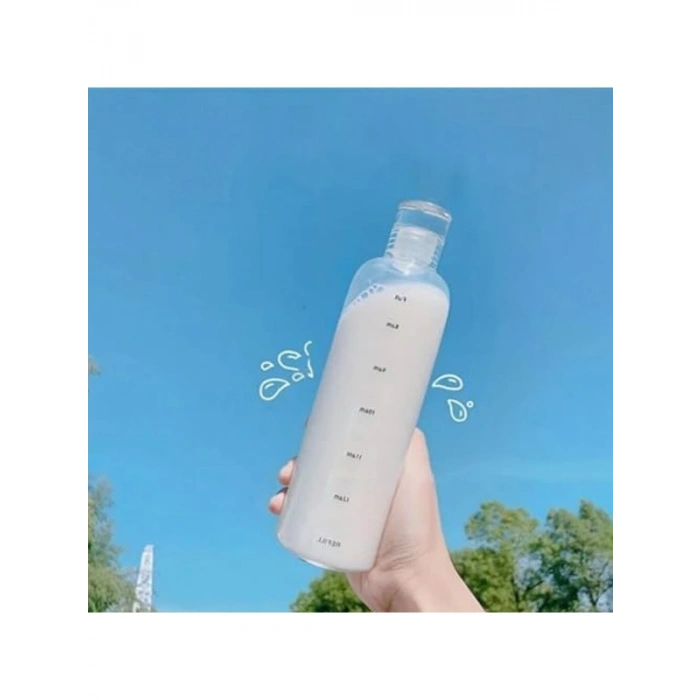 750 mL Kapasiteli Şeffaf Borosilikat Cam Su Şişesi, Dereceli Matara